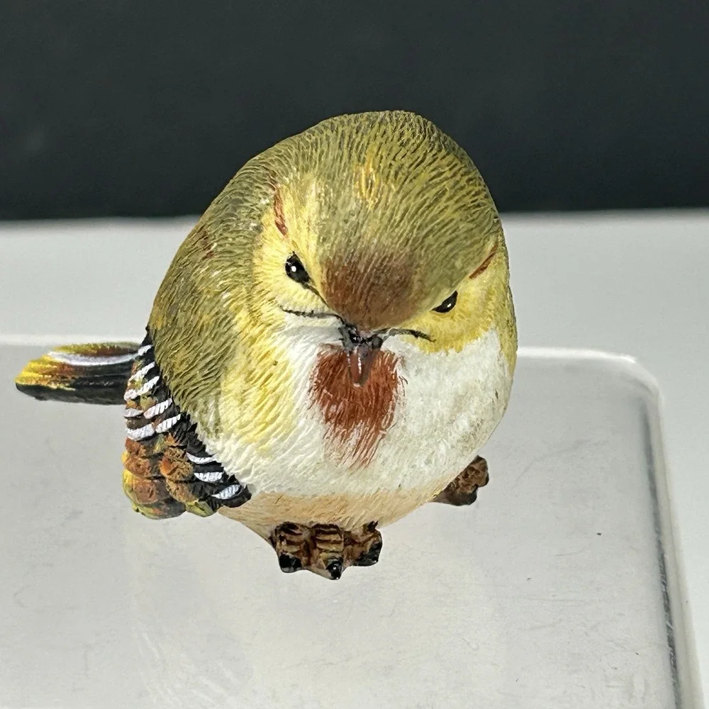 Vtg Warbler Bird Figurine Resin Tan Black Yellow 1.75
